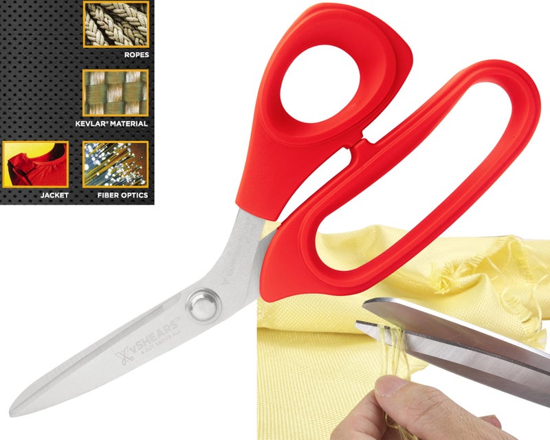VAMPLIERS 8" Fiber Optic Kevlar Scissors Industrial Grade Carbon Steel Shears - Cuts Kevlar, Dyneema, Spectra, Vectran, Dacron, Nomex, Technora, Innegra, Carbon Fiber, Fiberglass - Image 1